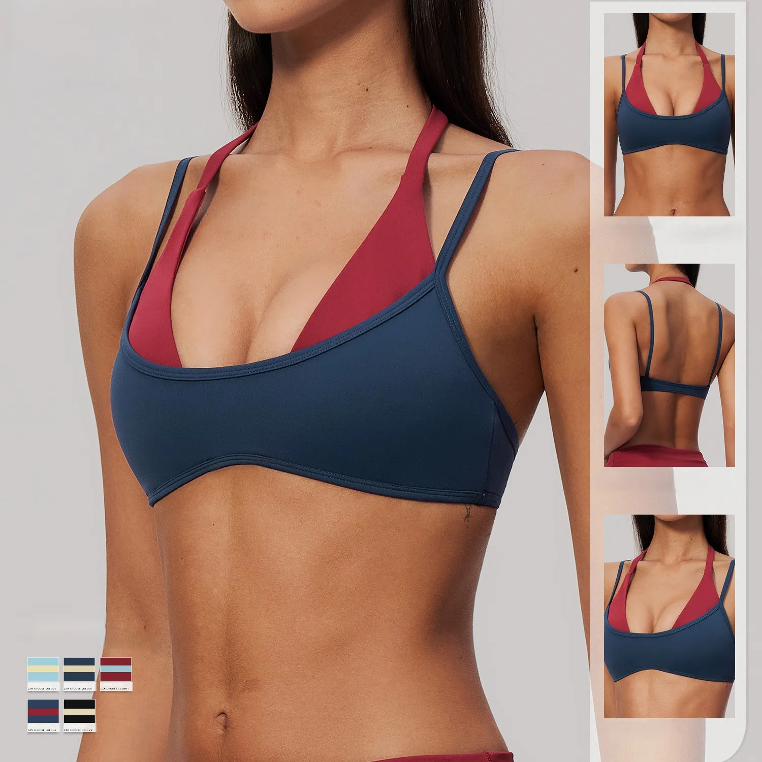 Rugged Sport Strap - New Color Block Sports Bra Women